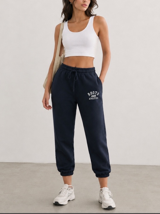 Roots Pants - Roots 73 Cropped Joggers Athleisure Loungewear Black Women’s Medium